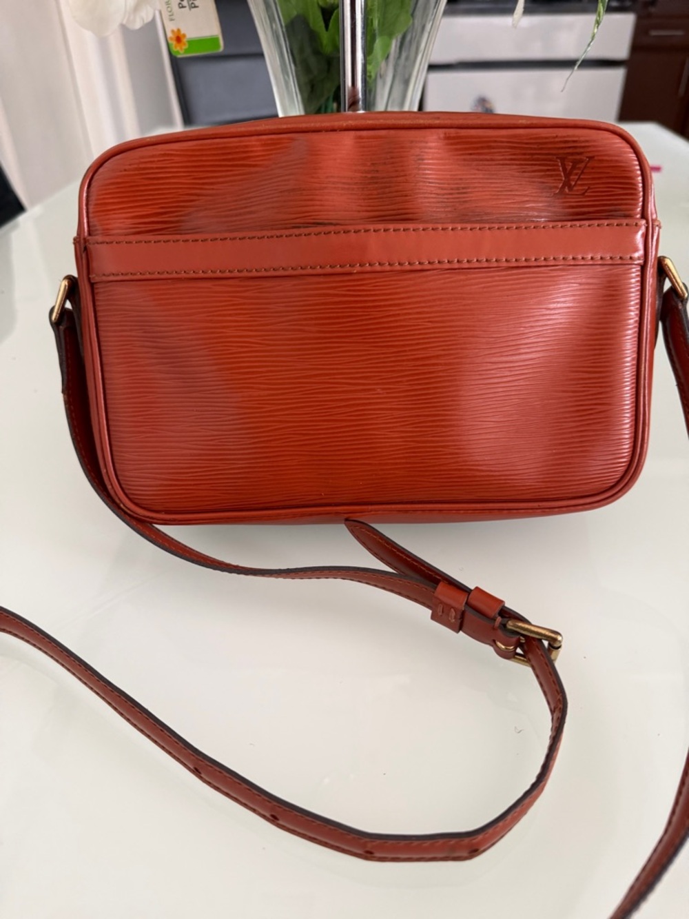 Louis Vuitton Orange Epi Leather Crossbody Camera Bag